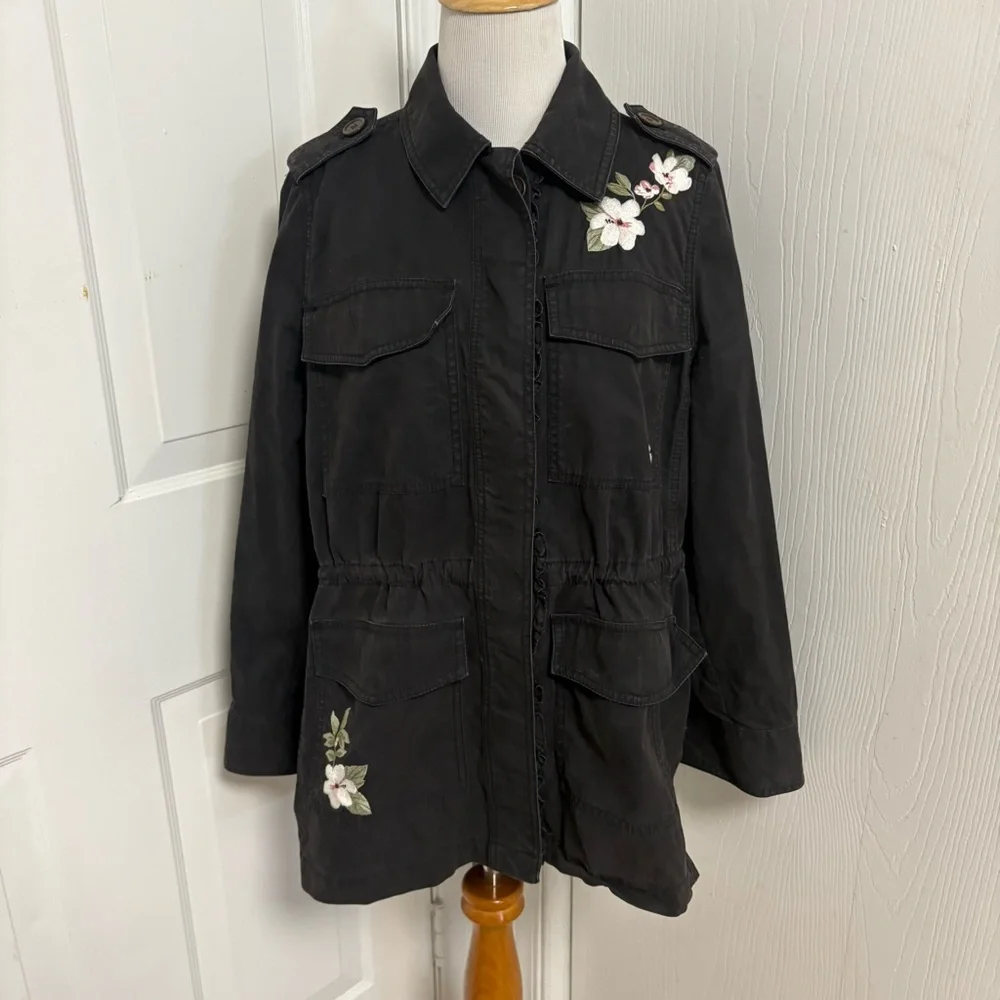 Kate Spade New York Floral Embroidered Military Jacket I3